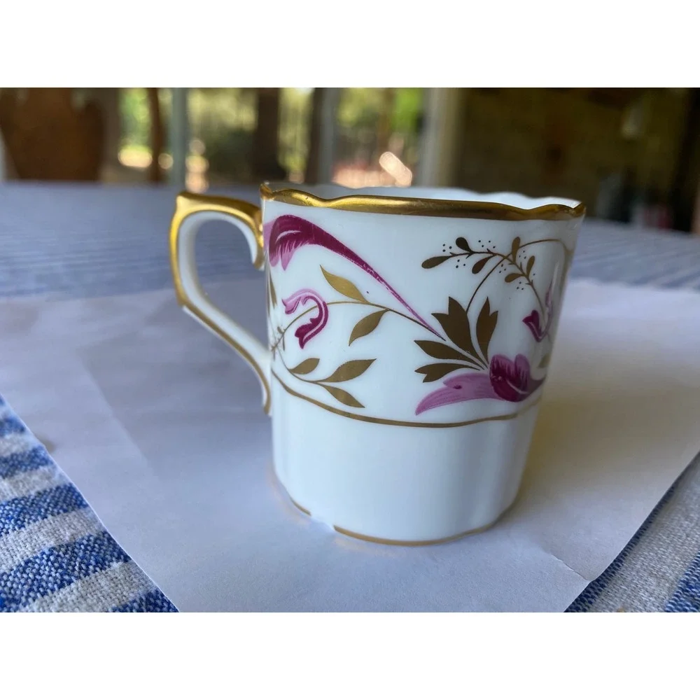 Vintage Royal Crown‎ Derby Princess Pattern 22K Espresso Cup and Saucer Set of 6